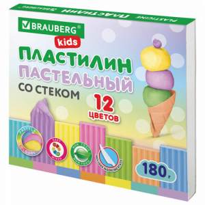 Пластилин 12цв. BRAUBERG KIDS 180г со стек...